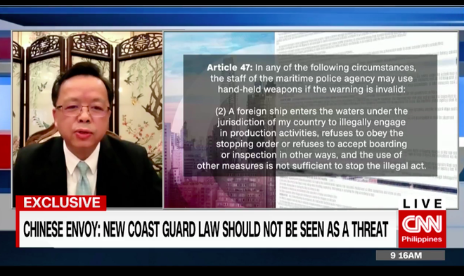 Embahador Tsino sa Pilipinas: Coast Guard Law ng Tsina ay hindi banta sa kapayapaan ng SCS_fororder_微信图片_20210206150342
