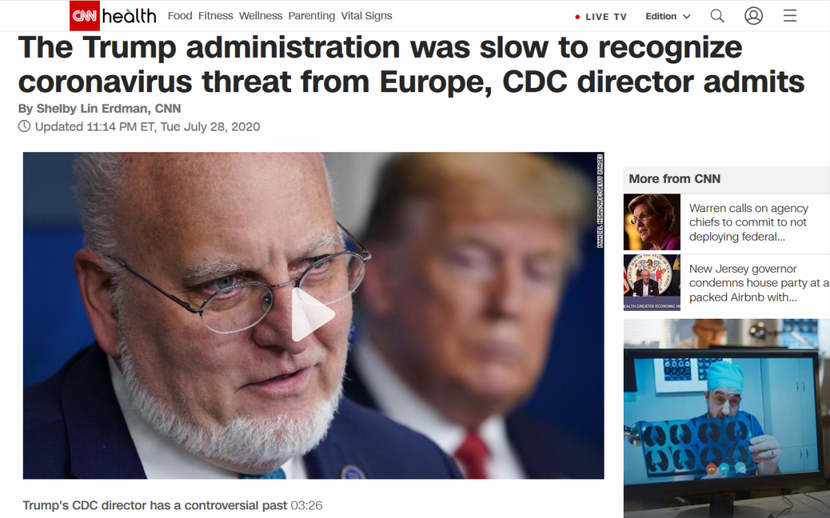 Giám đốc CDC: Nhận thức chậm chạp về vi rút nCoV đến từ châu Âu khiến Mỹ bùng phát dịch bệnh trong phạm vi rộng_fororder_CDC