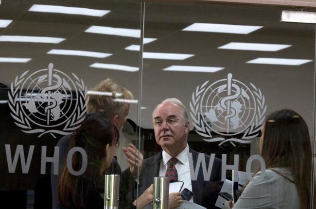 U.S. Health and Human Services Secretary Tom Price speaks to journalists after attending an event titled "The Next Pandemic" at the World Health Organization office in Beijing Monday, Aug. 21, 2017. [Photo: AP]