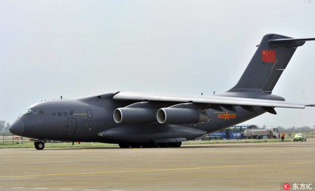China's first domestically made jumbo air freighter the Y-20. [File Photo: IC]