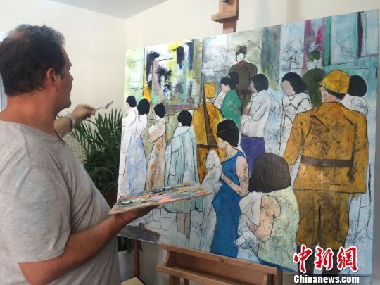 Christian Poirot's "Physical examination," one of three paintings the renowned French artist has donated to the Nanjing Massacre Museum [Photo: Chinanews.com]