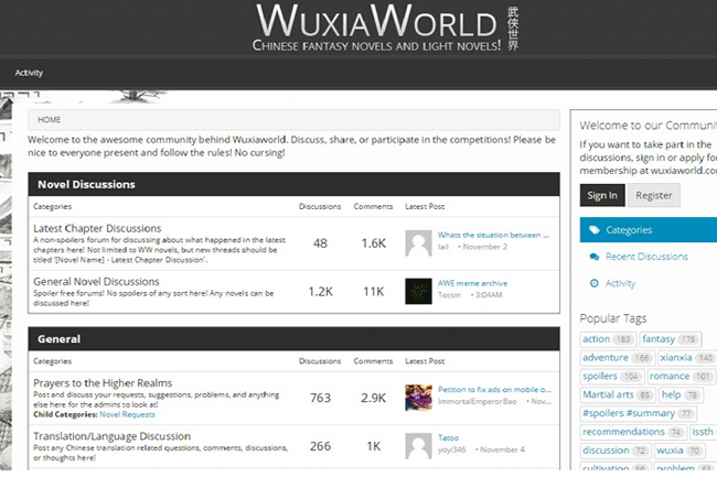 Wuxiaworld is the largest platform for English versions of Chinese martial arts stories and fantasy online novels.[Photo:wuxiaworld.com]