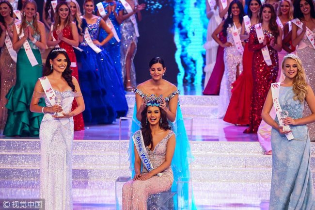 Miss India, Manushi Chhillar, is crowned Miss World 2017 in Sanya. [Photo: VCG]