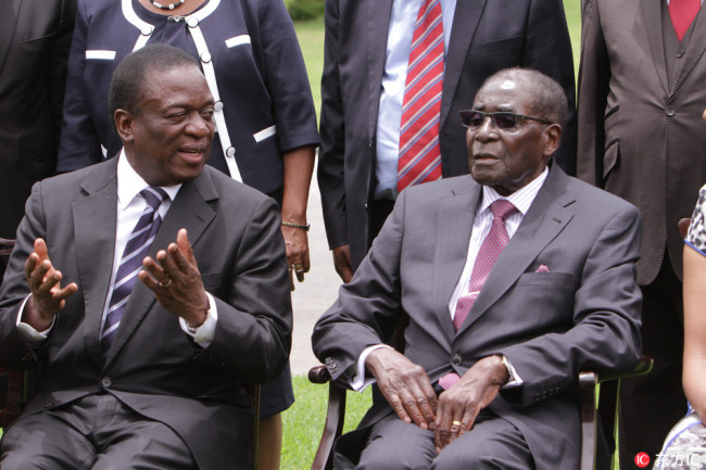 Zimbabwean President Robert Mugabe with former Vice President Emmerson Mnangagwa. [File Photo: IC]