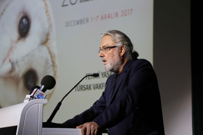 Fehmi Yasar, the chairman of Turkish Foundation of Cinema and Audiovisual Culture, is making a speech on the occasion.[Photo: China Plus]