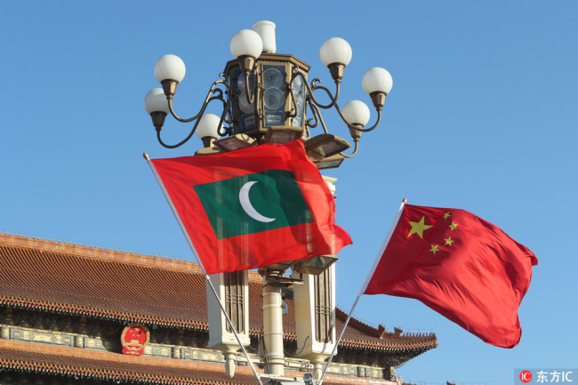 Maldivian president Yameen is paying an official visit to China from Dec 6 to Dec 9. [Photo: IC]