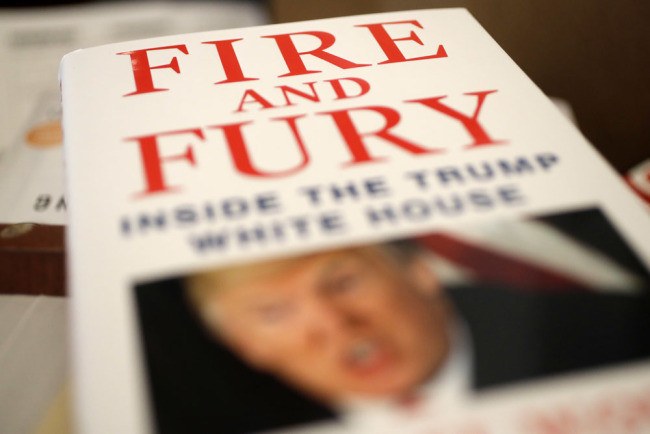 Copies of the book "Fire and Fury: Inside the Trump White House" by Michael Wolff are displayed at Barbara's Books Store Friday, Jan. 5, 2018, in Chicago. [Photo: AP/Charles Rex Arbogast]