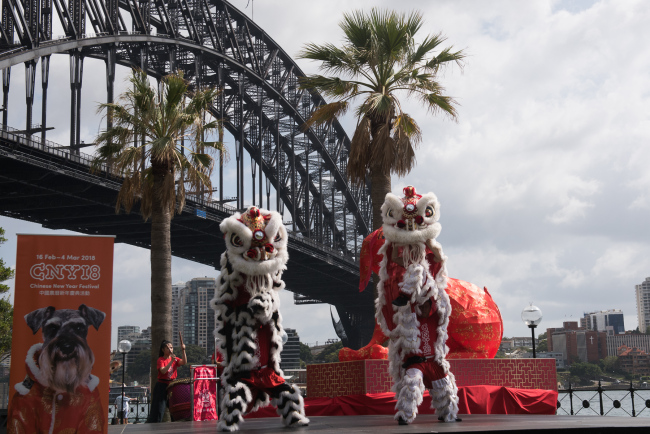Lion dance at the Chinese Lunar New Year celebrations in Sydney, Australia, on February 12, 2018. [Photo: China Plus]