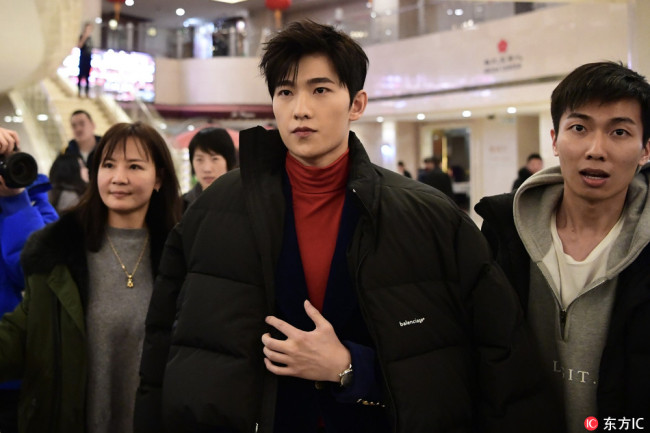 Chinese actor Yang Yang attends the sixth rehearsal of the 2018 CCTV Spring Festival Gala in Beijing on Feb. 13, 2018. [Photo: IC]