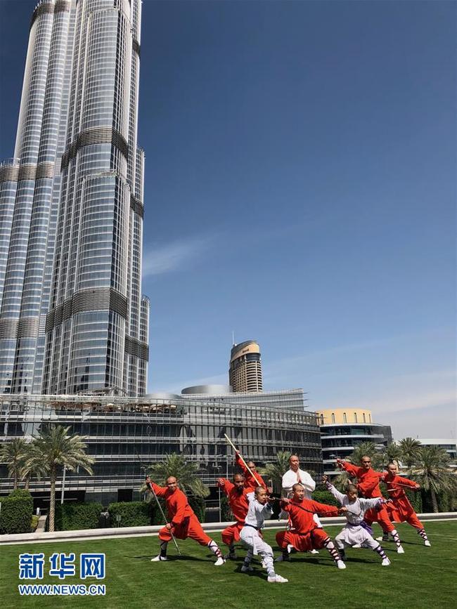 The legendary Shaolin Warriors - The Kung Fu Masters make their debut in the Gulf Arab region in Dubai's iconic Dubai Opera at the foot of the world's tallest tower Burj Khalifa, United Arab Emirates, on Feb. 27, 2018. [Photo: Xinhua]