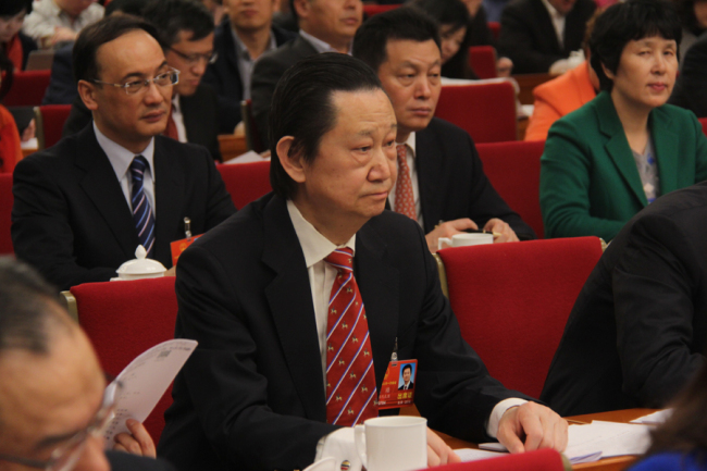 NPC deputy Liu Fan attends the Jiangsu delegation session at which deputies dicuss the 2018 government work report in Beijing on Mar 5, 2018. [Photo: China Plus/Yang Guang]