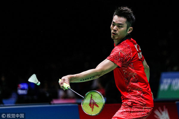 China's Lin Dan competes during the second round of the All England Open badminton championships in Birmingham on March 15, 2018. [Photo: VCG]