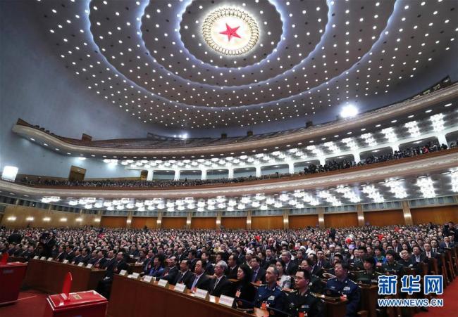 The 13th National People's Congress (NPC) holds the sixth plenary meeting of its first session at the Great Hall of the People in Beijing on March 18, 2018. [Photo: Xinhua]