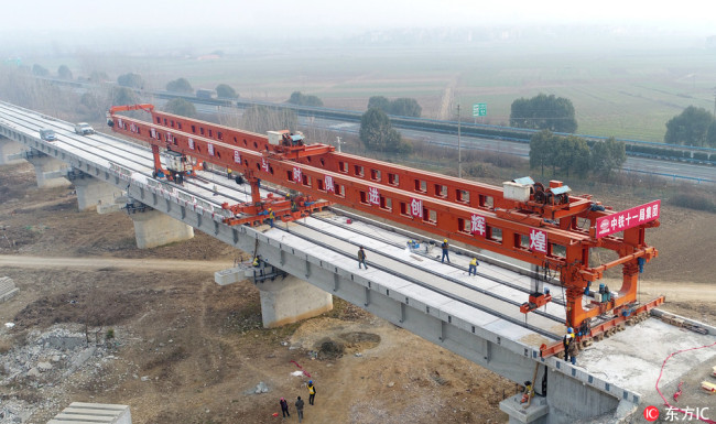 The Inner Mongolia-Jiangxi Railway is under construction. [File Photo: IC]
