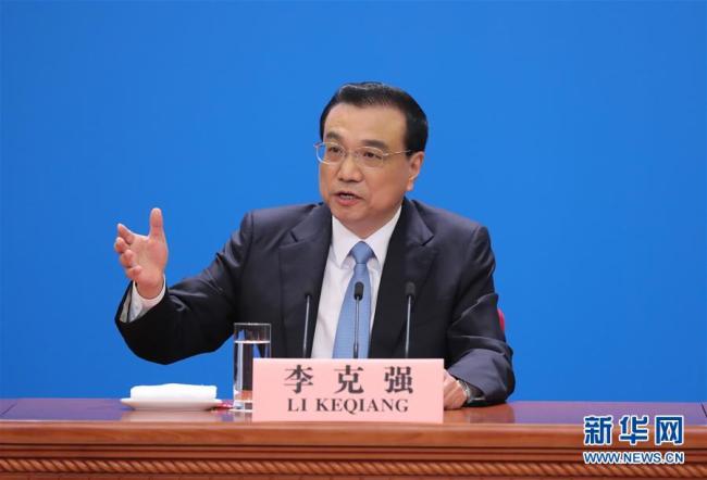 Chinese Premier Li Keqiang speaks during a press conference following the conclusion of the annual legislative session in Beijing on Tuesday, March 20, 2018. [Photo: Xinhua]