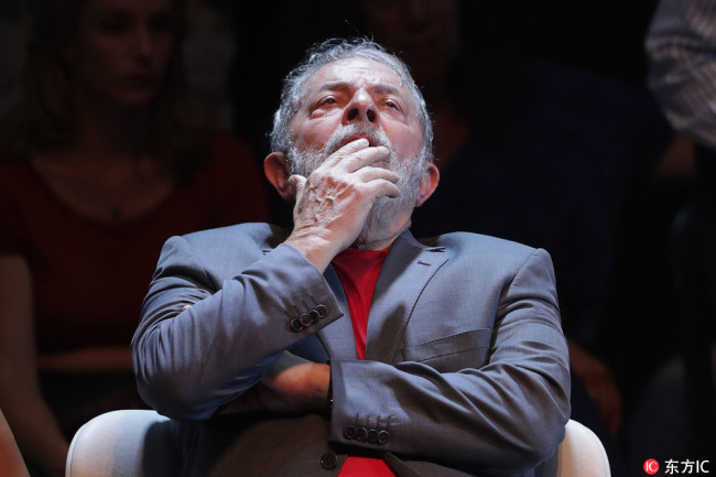 Brazilian President Luiz Inacio Lula da Silva during an act in Rio de Janeiro, Brazil, 02 April 2018 (issued 05 April 2018). Brazilian Supreme Court on 04 April 2018 rejected a habeas corpus tried by the defense of Lula and thus opening the possibility of jail time to the country's most popular leader, sentenced to twelve years in prison for corruption. [Photo: IC]