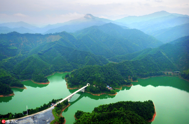 Aerial photo shows the Tian’eshan National Forest Park in Zixing City, Hunan Province, June 30, 2017. [File Photo: IC]
