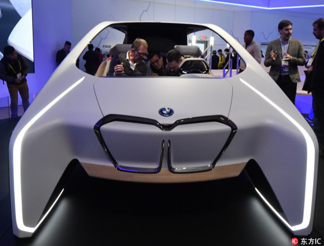 A self driving BMW concept car is on display at the 2017 CES show in Las Vegas Nevada. [File photo: IC]