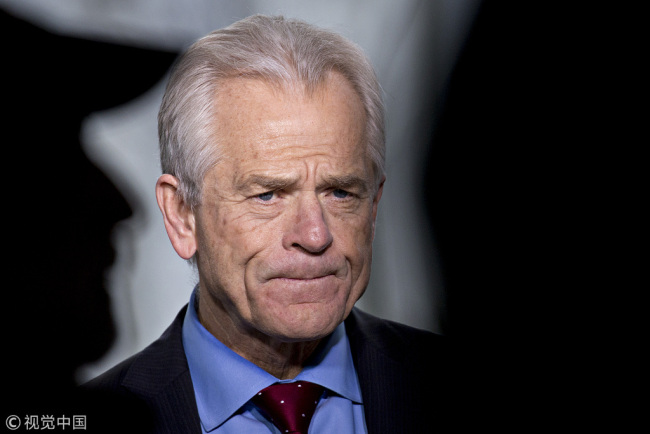 Peter Navarro, director of the National Trade Council, pauses during a Bloomberg Television interview outside the White House in Washington, D.C., U.S., on Wednesday, March 28, 2018. [File Photo: VCG]