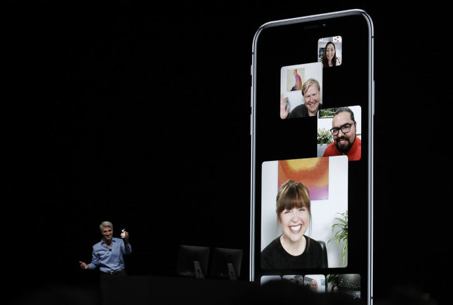 Craig Federighi, Apple's senior vice president of Software Engineering, speaks about group FaceTime during an announcement of new products at the Apple Worldwide Developers Conference Monday, June 4, 2018, in San Jose, Calif. [File photo: AP/Marcio Jose Sanchez]