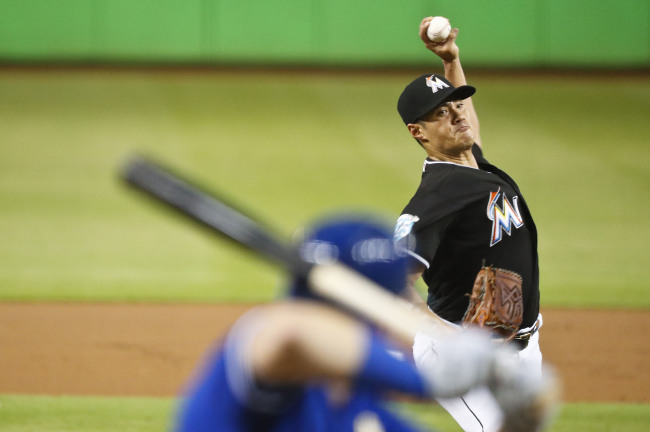 Miami Marlins starting pitcher Wei-Yin Chen delivers during the first inning of a baseball game against the Toronto Blue Jays, Saturday, Sept. 1, 2018, in Miami. [Photo:AP/Brynn Anderson]