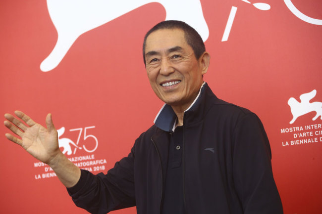 Zhang Yimou poses for photographers at the photo call for the film 'Shadow' at the 75th edition of the Venice Film Festival in Venice, Italy, Thursday, Sept. 6, 2018. [Photo: Joel C Ryan/Invision/AP]