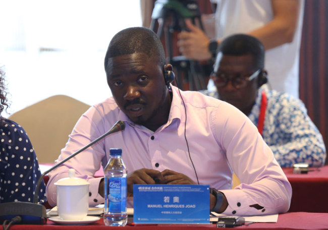 Manuel Henriques Joao from Televisão Pública de Angola speaks at the media conference themed on 'Authenticity, sincerity, and win-win cooperation – the role of the media in building a China- Africa community of shared future' in Beijing on Monday, September 10, 2018. [Photo: scio.gov.cn/ Jiao Fei]