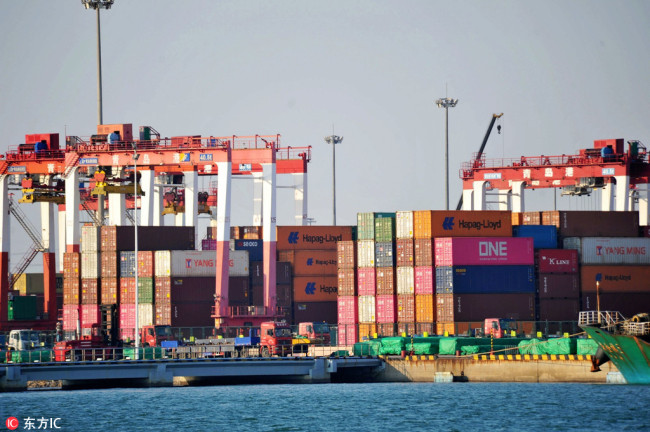 Containers are seen at the Port of Qingdao, Shandong Province, October 12, 2018. [Photo: IC]
