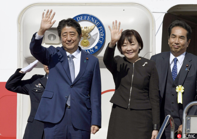 Japanese Prime Minister Shinzo Abe is heading to China for a three-day's visit, Tokyo,  Japan, October 25, 2018. [Photo:IC]
