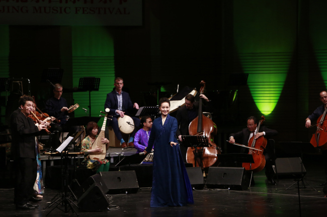 Soprano Lei Jia sings at the closing gala of the two-week long Beijing Music Festival on October 26, 2018. [Photo provided to China Plus]