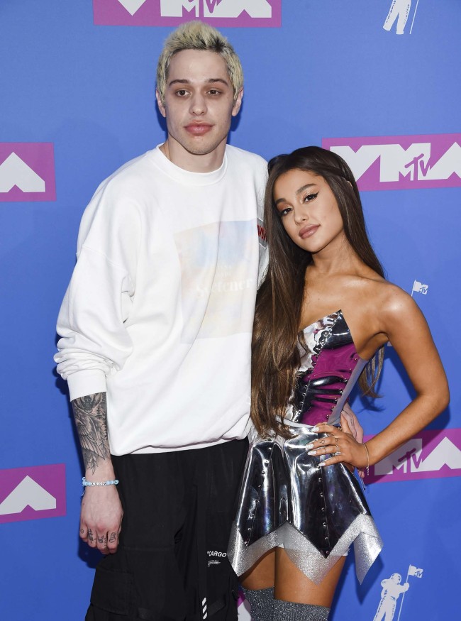 Comedian Pete Davidson, left, and fiancee singer Ariana Grande arrive at the MTV Video Music Awards at Radio City Music Hall on Monday, Aug. 20, 2018, in New York. [Photo: AP]
