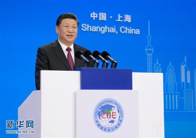 Chinese President Xi Jinping delivers keynote speech at the opening ceremony of the first China International Import Expo (CIIE) in Shanghai, November 5 2018. [Photo: Xinhua]