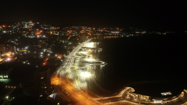 Night scene of Ela Beach area in Port Moresby, PNG [Photo provided by China Harbour PNG to China Plus]
