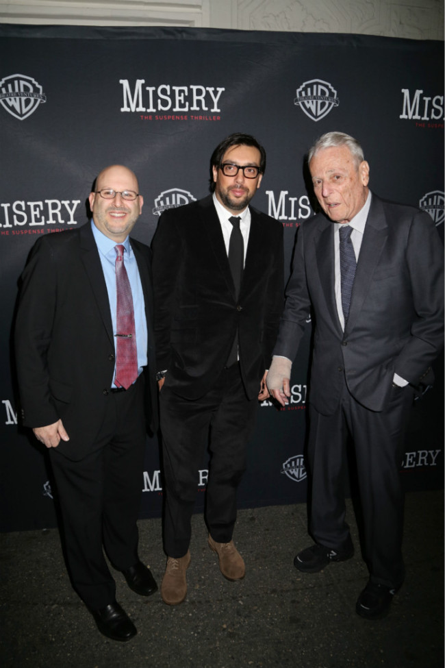 From left, Mark Kaufman, Will Frears and WIlliam Goldman attend the opening night of "Misery" on Broadway at the Broadhurst Theatre on Sunday, Nov. 15, 2015, in New York. [Photo: AP]