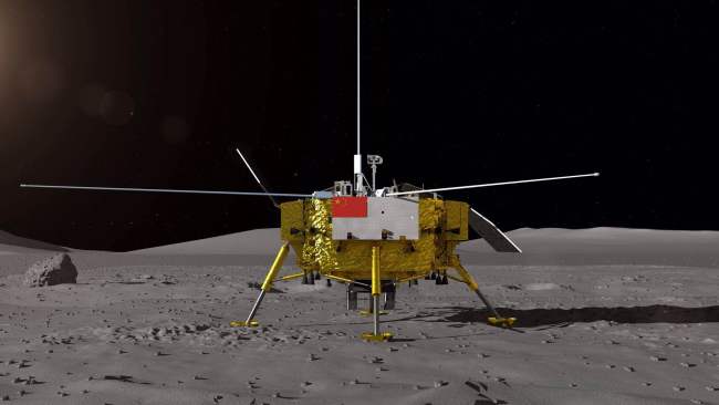 An artist’s rendering of Chang'e 4 lander on the moon [Photo provided by State Administration of Science, Technology and Industry for National Defence to China Plus]