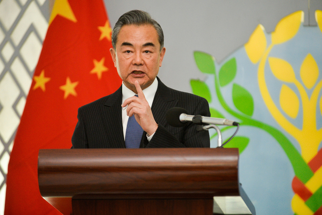 Chinese State Councilor and Foreign Minister Wang Yi speaks during a joint press conference with Ethiopia's Foreign Minister Workneh Gebeyehu, in Addis Ababa, on January 3, 2019, during an official visit in Ethiopia. [Photo: AFP/Michael Tewelde]