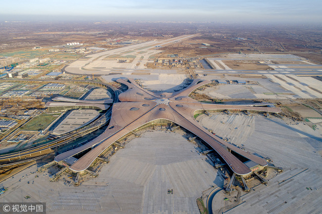 Aerial photo taken on Jan. 4, 2019 shows Beijing Daxing International Airport. [Photo: VCG]