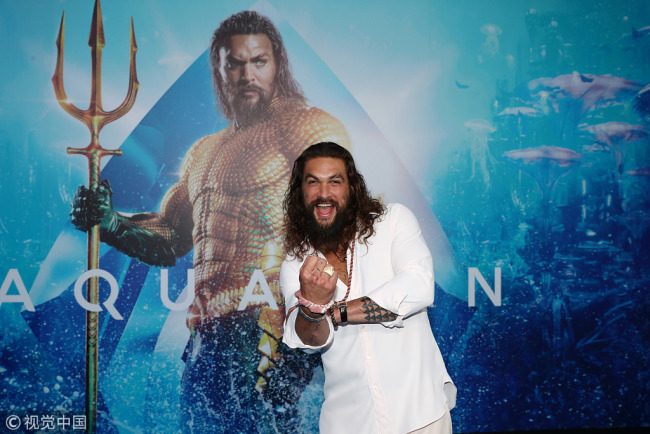 Jason Momoa poses at the Australian premiere of Aquaman on December 18, 2018 in Gold Coast, Australia. [Photo: VCG/ Chris Hyde]