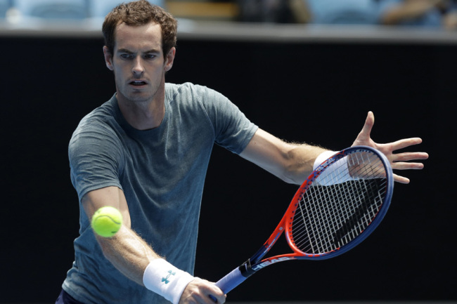 Britain's Andy Murray makes a backhand return to Serbia's Novak Djokovic during a practice match on Margaret Court Arena ahead of the Australian Open tennis championships IN Melbourne, Australia, Thursday, Jan. 10, 2019. [Photo: AP]