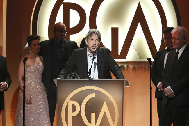 Peter Farrelly accepts the Darryl F. Zanuck Award for Theatrical Motion Pictures for "Green Book" at the 30th Producers Guild Awards presented by Cadillac at the Beverly Hilton on Saturday, Jan. 19, 2019, in Beverly Hills, Calif. [Photo: John Salangsang/Invision for Producers Guild of America/AP Images]