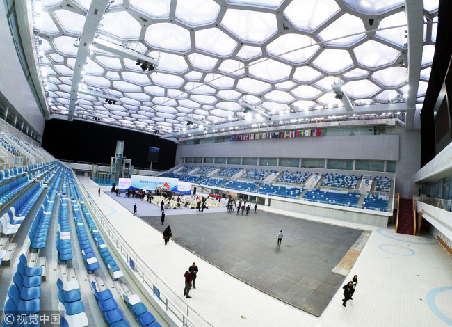 The iconic Water Cube that was used in the Beijing Summer Olympics is undergoing a dramatic transformation to the Ice Cube, and is set to host the curling events for the Beijing 2022 Winter Games. [Photo: VCG]