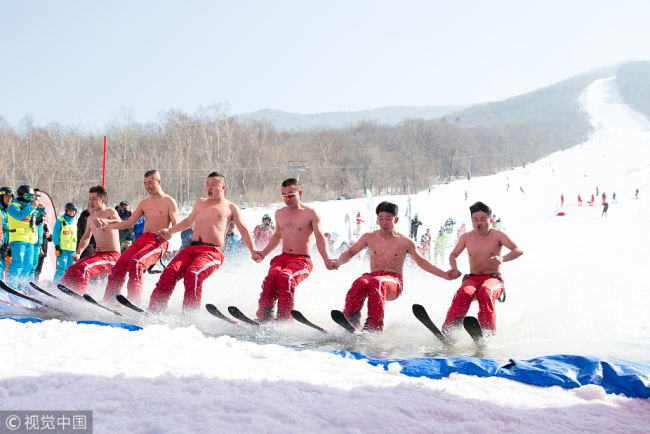 A fun skiing competition in Jilin City, northeast China’s Jilin Province. [File Photo: VCG]