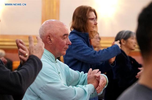 Tai Chi practitioners demonstrate Tai Chi in Fremont, California, the United States, Feb. 8, 2019. [Photo: Xinhua]