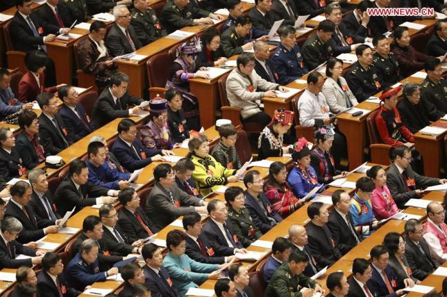 Members of the 13th National Committee of the Chinese People's Political Consultative Conference (CPPCC) attend the opening meeting of the second session of the 13th CPPCC National Committee at the Great Hall of the People in Beijing, capital of China, March 3, 2019. [Photo: Xinhua/Ding Haitao]