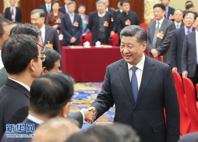 President Xi Jinping visits political advisors from the sectors of culture and art, and social sciences who are attending the second session of the 13th National Committee of the Chinese People's Political Consultative Conference on Monday, March 04, 2019. [Photo: Xinhua]