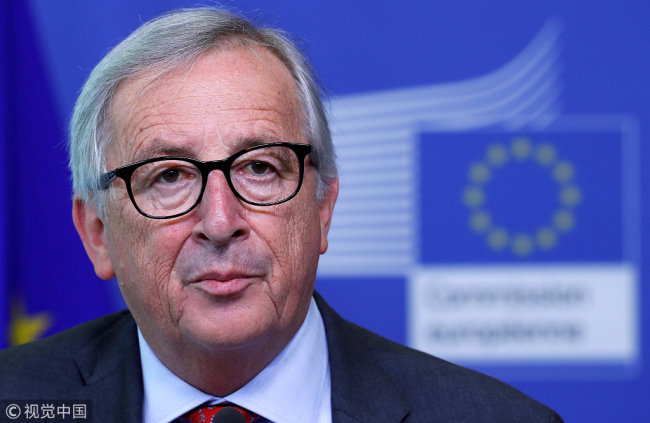 European Commission President Jean Claude Juncker takes part in a news conference at the EC headquarters in Brussels, Belgium, June 20, 2018. [Photo: VCG]