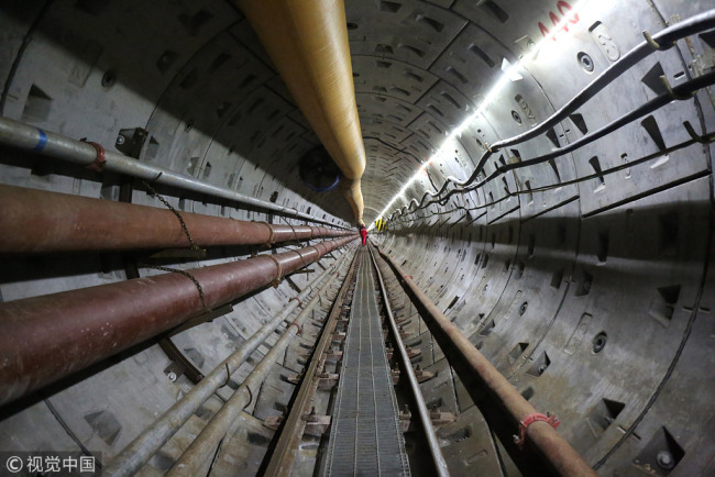 A part of an underwater tunnel for the China-Russia east-route natural gas pipeline. [File photo: VCG]
