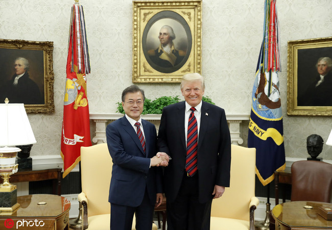 U.S. President Donald Trump and South Korean President Moon Jae-in are set to meet in Washington on April 10-11, 2019. [File photo: IC]