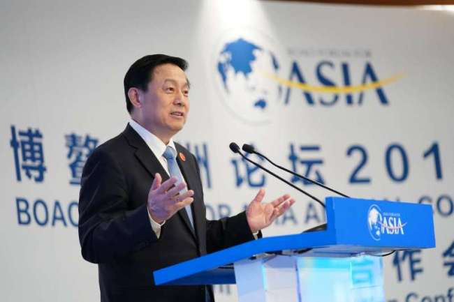 Guo Weimin, the vice minister of the State Council Information Office, makes a speech during the Boao Forum for Asia annual conference in Boao, Hainan Province. [Photo: China Plus]