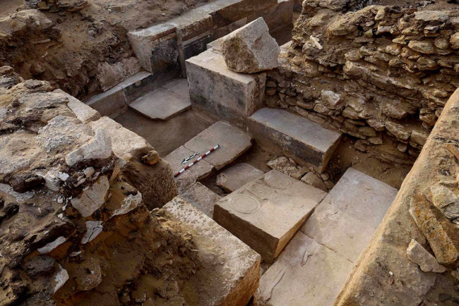 This photo released Tuesday, April 2, 2019, by the Egyptian Ministry of Antiquities, shows the tomb of a noble from the time of one of the earliest pharaonic dynasties, in Saqqara, Giza, Egypt. [Photo: Egyptian Ministry of Antiquities via AP]